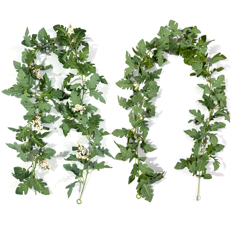 Artificial Chrysanthemum Leaf Garland Vine, Faux Silk Greenery, Bendable Hanging Vine for Wedding, Home and Holiday Decor