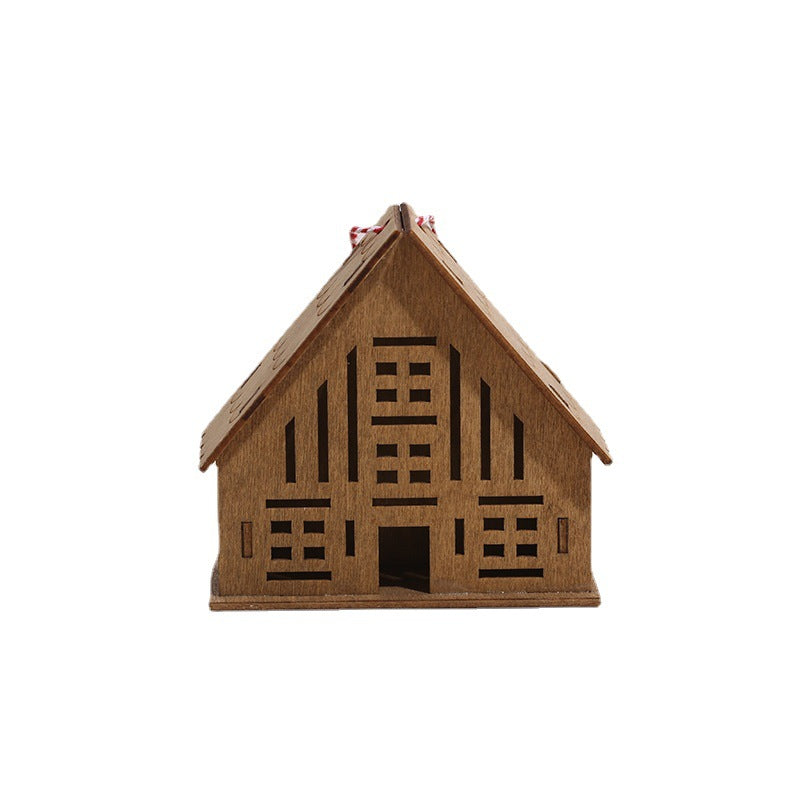 10 Pcs Brown Log Cabin Hanging Ornaments Christmas Tree Decor Bulk Set