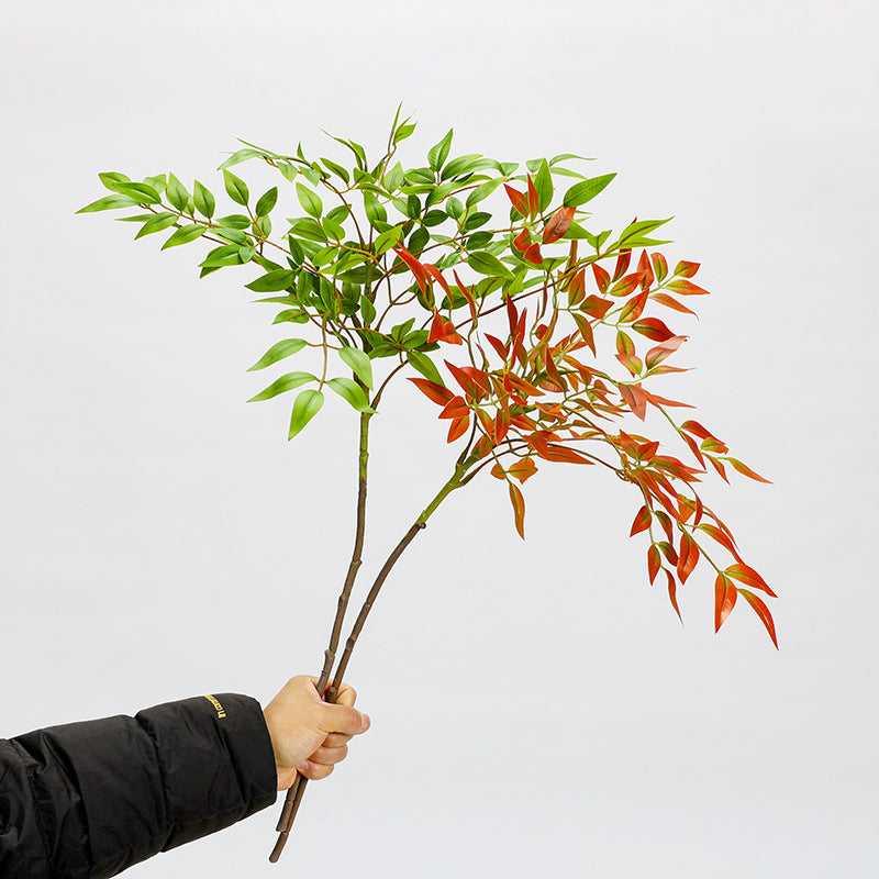 Single Stem Faux Nandina Leaf Branch, 43" Silk-Like Fabric, Modern Home & Event Decor