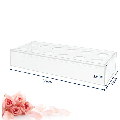 Bulk Clear Acrylic Flower Vase with 12 Holes Rectangular Floral Centerpiece Vase for Weddings Valentine's Day Dining Tables Home Decor Wholesale