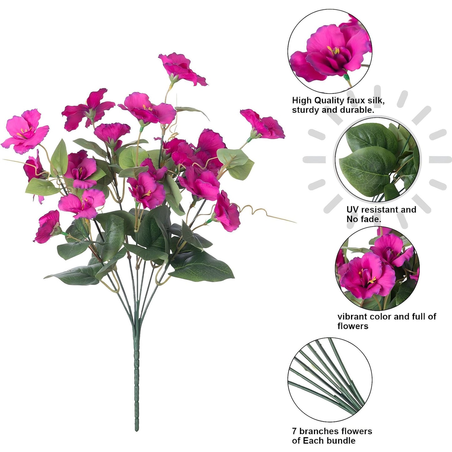 Premium UV-Resistant Artificial Hibiscus Flowers 8 Bundles Faux Silk Plants for Outdoor Garden Porch Patio Vase Decor High-Quality