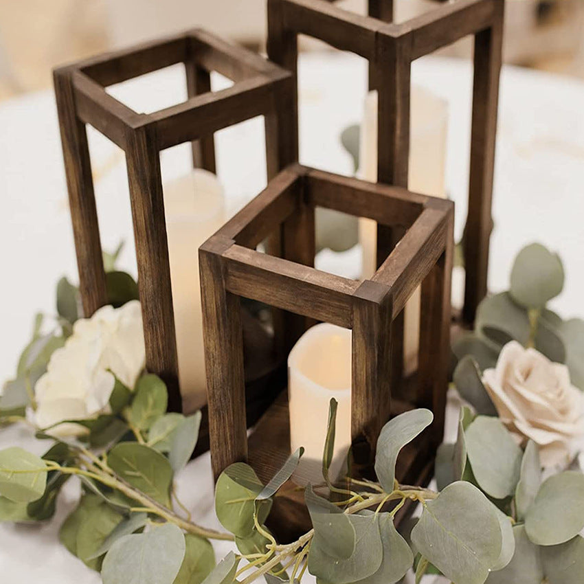 Bulk Artisanal Wood Candle Lanterns Rustic Wedding Centerpieces with Hand Distressed Finishing Multi-Height Adjustable Farmhouse Décor for Fireplace Mantels Barn Weddings Christmas Tablescapes Wholesale
