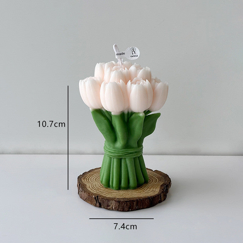 Tulip Bouquet Scented Candle - Valentine's Day Gift & Home Decor | 4.2x2.9 Inches