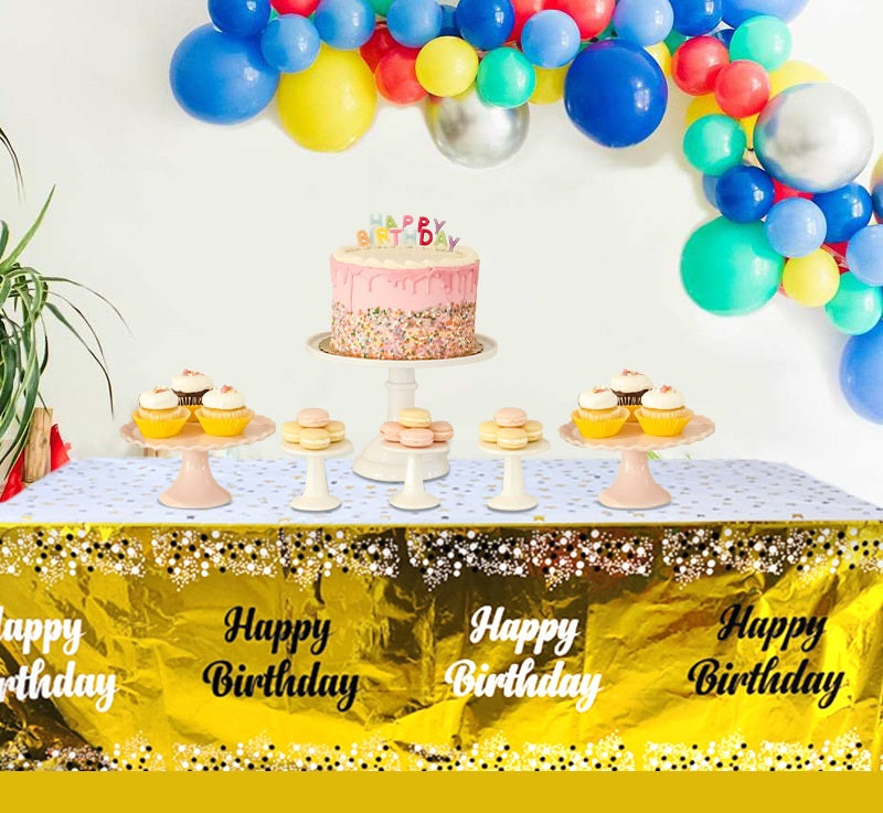 Bulk 1pc Disposable Happy Birthday Tablecloth Waterproof Oil-proof Reusable Table Cover for Kids Boys Girls Birthday Party Decorations Supplies Wholesale