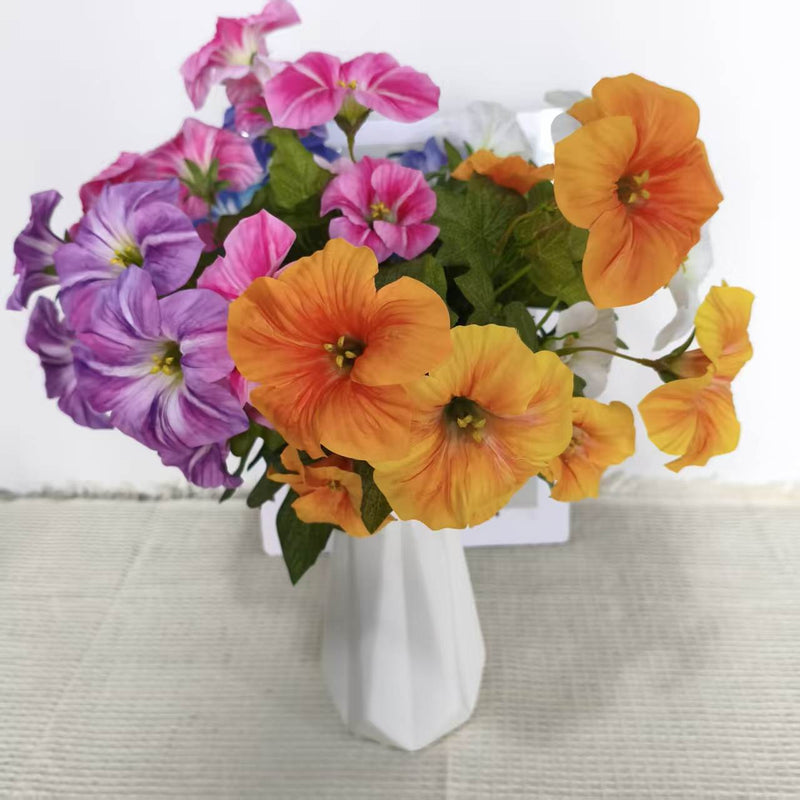 Morning Glory Bush with 10 Blooms, UV-Resistant for Indoor & Outdoor Use, 16" Height