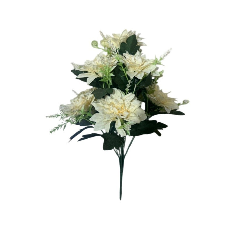 Artificial Daisy Chrysanthemum Bush with 12 Blooms, 15 Inches, Silk-Like Fabric, for Weddings, Home Decor, and Events