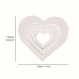 3-Piece White Chevron Heart Decorations - Wedding & Valentine's Day Decor (7in Max Size)