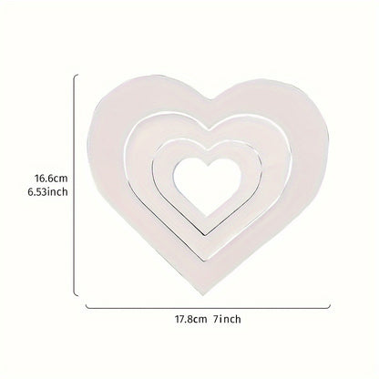 3-Piece White Chevron Heart Decorations - Wedding & Valentine's Day Decor (7in Max Size)