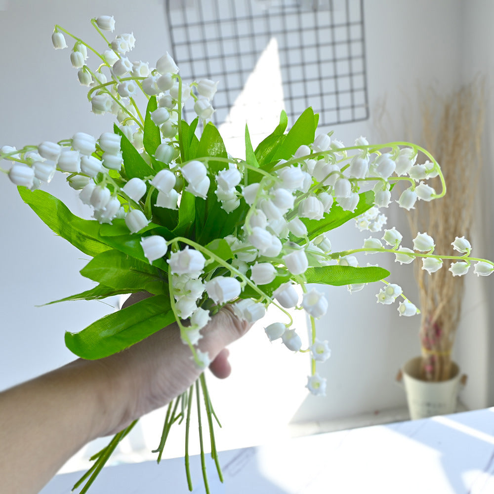Bulk 12PCS Lily of the Valley Bridal Bouquet UV Resistant Silk Flowers for Outdoor Wedding Arch Spring Mothers Day Decor Wholesale
