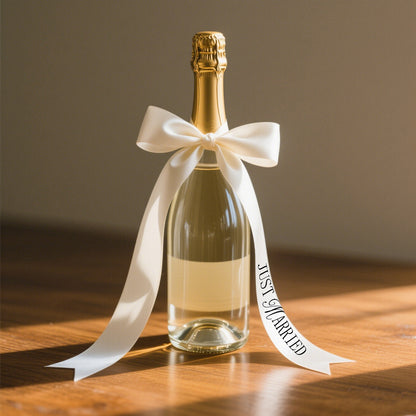 Just Married Wedding Ribbon - 0.8"x24" Champagne Bottle Decor Streamer