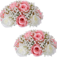 Premium 6-Pack Silk Rose Centerpieces - High-Quality Artificial Crimson Floral Arrangements for Wedding Party Table Decor