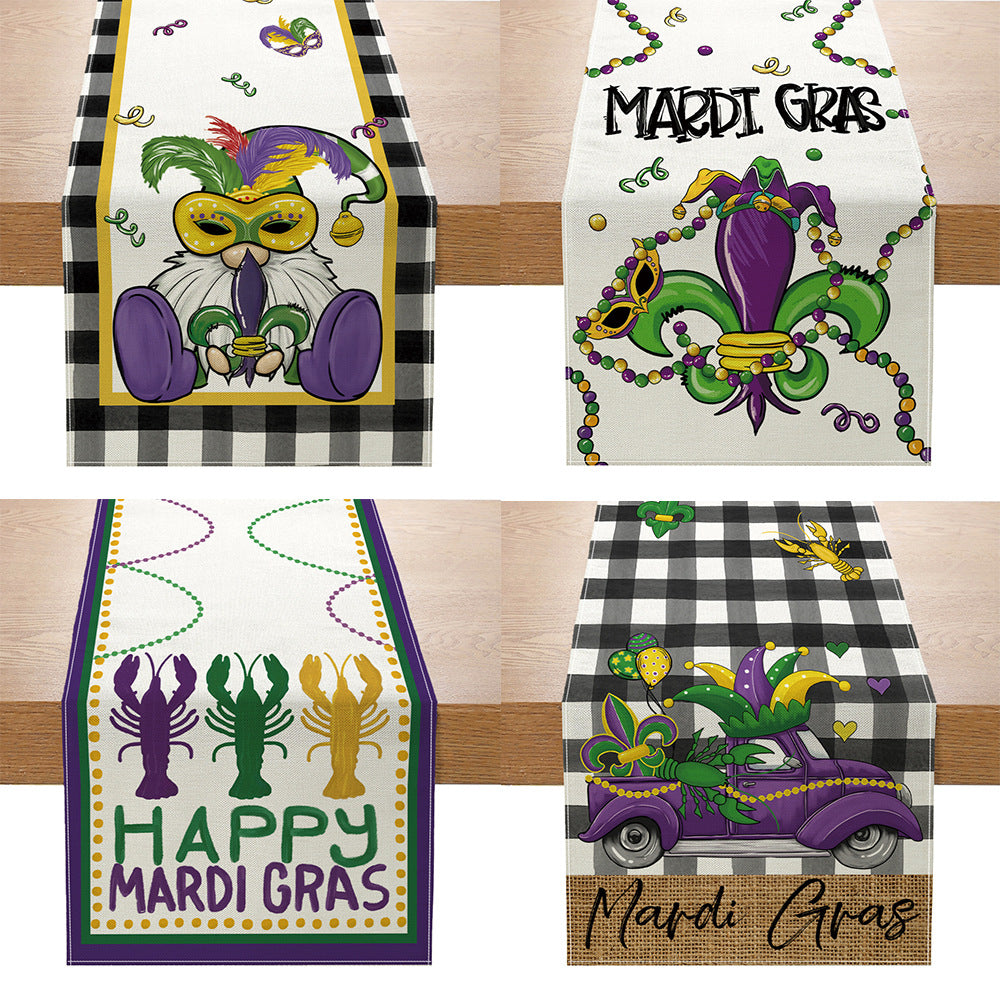 Bulk 2 Pcs 13X70 Inch Mardi Gras Table Runners For Holiday Party Decor Indoor Home Room Decor Wholesale
