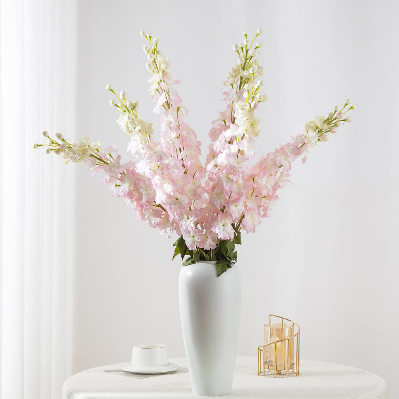 45" Artificial Delphinium Bush, Silk-Like Fabric, Modern Style for Weddings, Home Decor, and Events