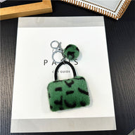 Wedding Favors Leopard Print Keychains - 2 Pack Cute Plush Bag/Car Charms