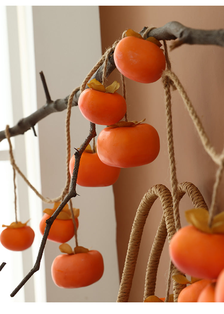 Bulk 2 Pcs Persimmon Garlands Real Touch Fade Resistance for Indoor Outdoor Home Decor Thanksgiving Photo Studio Backdrops Wholesale