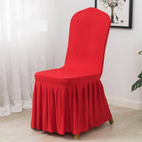 Bulk 2 Pcs Stretch Dining Chair Cover with Skirt for Ceremony Banquet Wedding Party Ceremony Wholesale