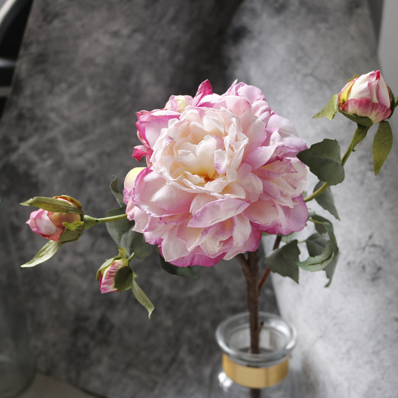 Luxury Peony Bush Artificial Flowers, Real Touch Silk Peonies, 24" Tall with 4 Blooms, Wedding & Home Decor, Bulk Discount Available