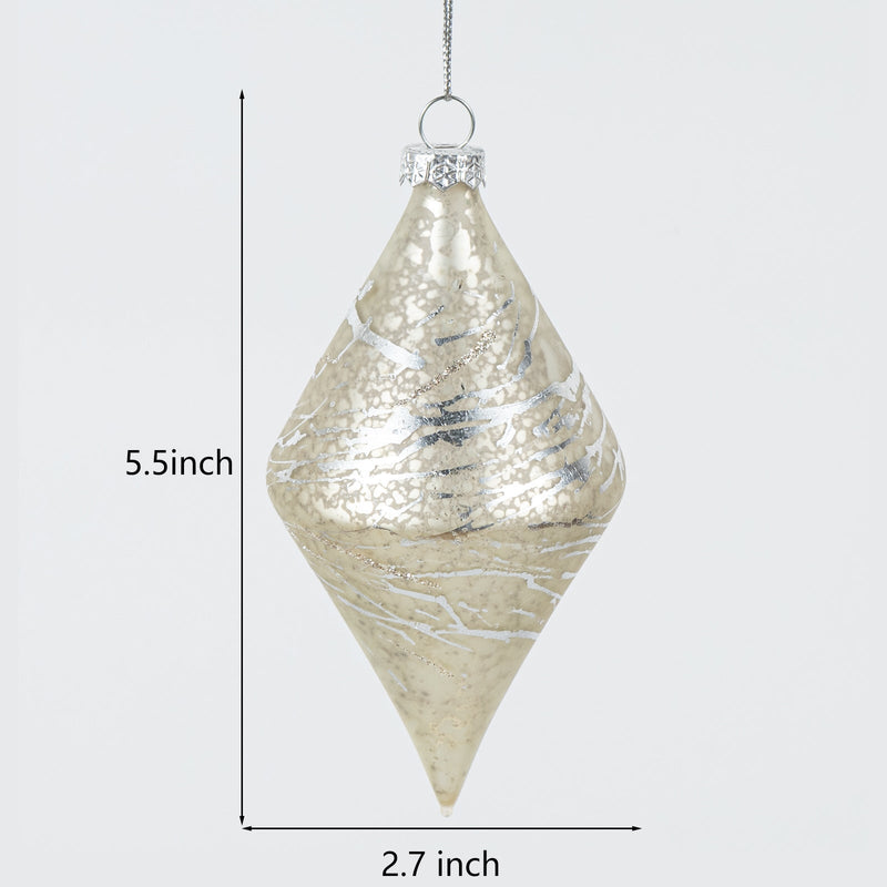 Bulk Christmas Glass Ornaments 12 Pcs Sparkle Helical Drop Decorations for Christmas Tree