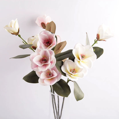 Bulk Magnolia Bridal Bouquet Artificial Flowers Long Stems Shatterproof for Wedding Centerpieces Rustic Vase Holiday Decor Wholesale