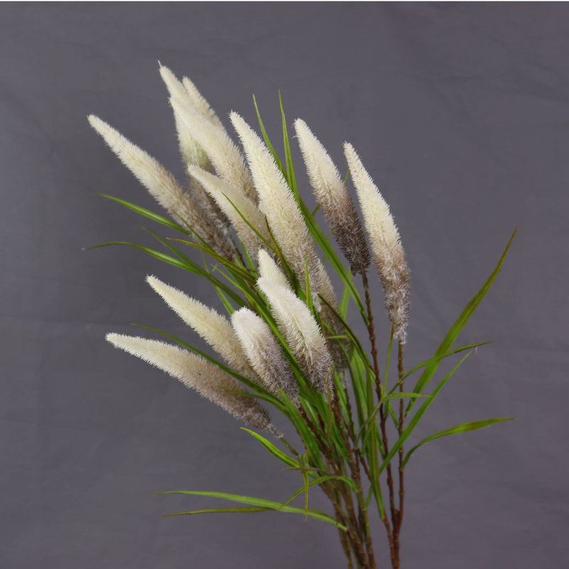 Artificial Reed Grass Bush with 3 Blooms, 40" Tall, Silk-Like Fabric, for Indoor/Outdoor Decor, Weddings, and Events