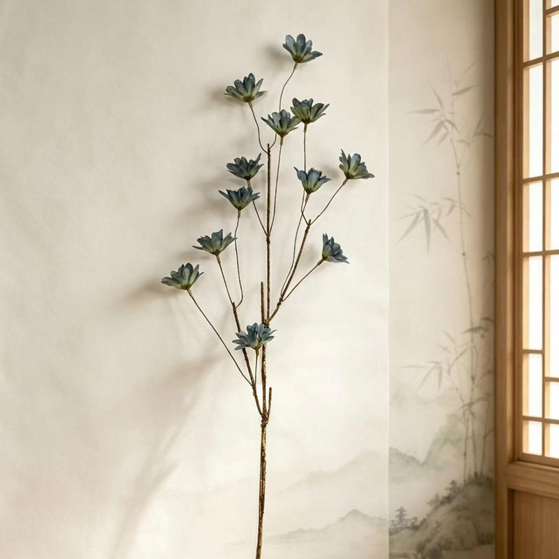Artificial Delphinium Bush with 12 Blooms, 19" Silk-Like Faux Flowers for Home Decor, Weddings & Events