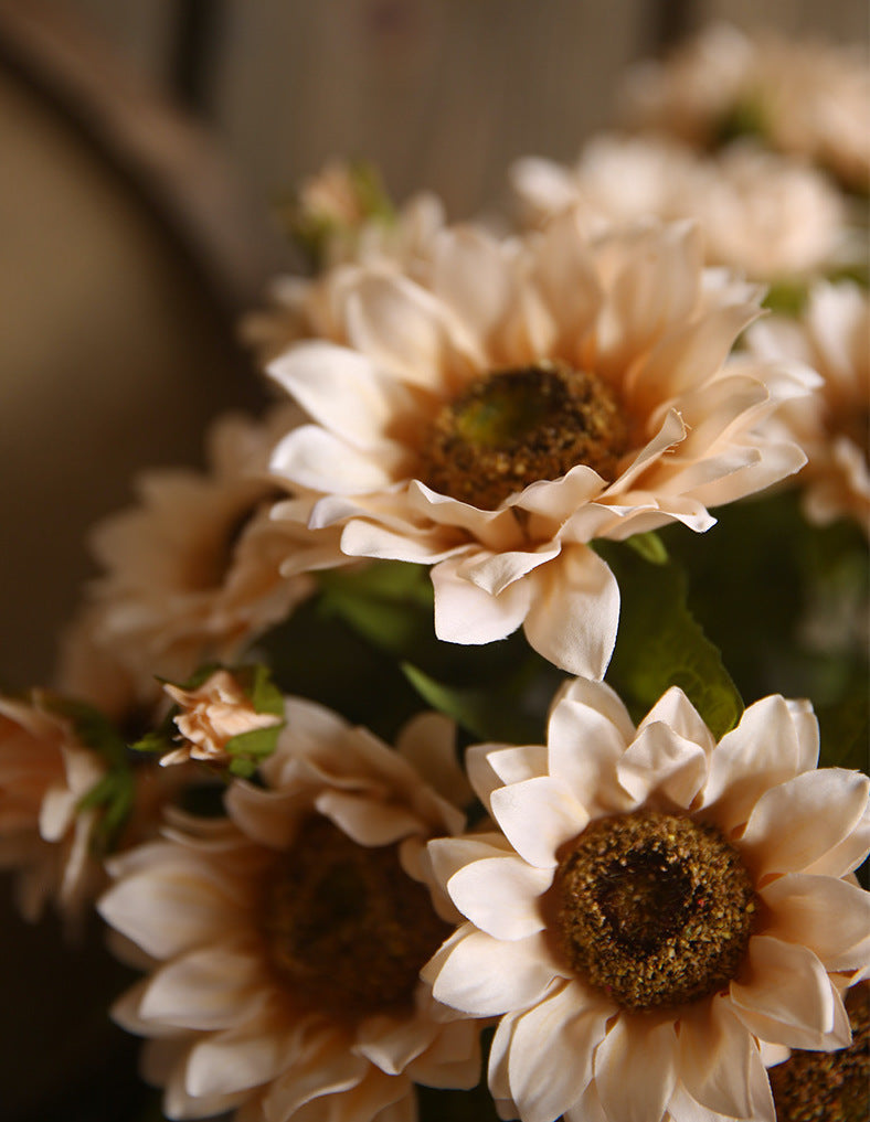 18 Inch Artificial Silk Sunflower Bush Bouquet, 1 Pc, Autumn Decoration