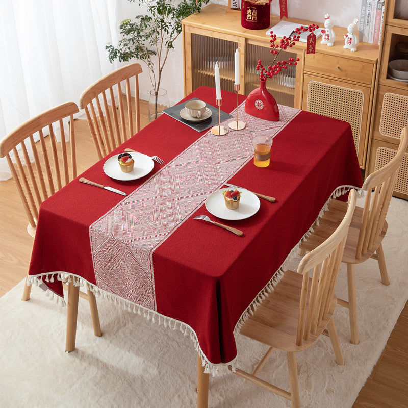 Bulk Vintage Tablecloths Linen Tablecloth with Tassels Wholesale