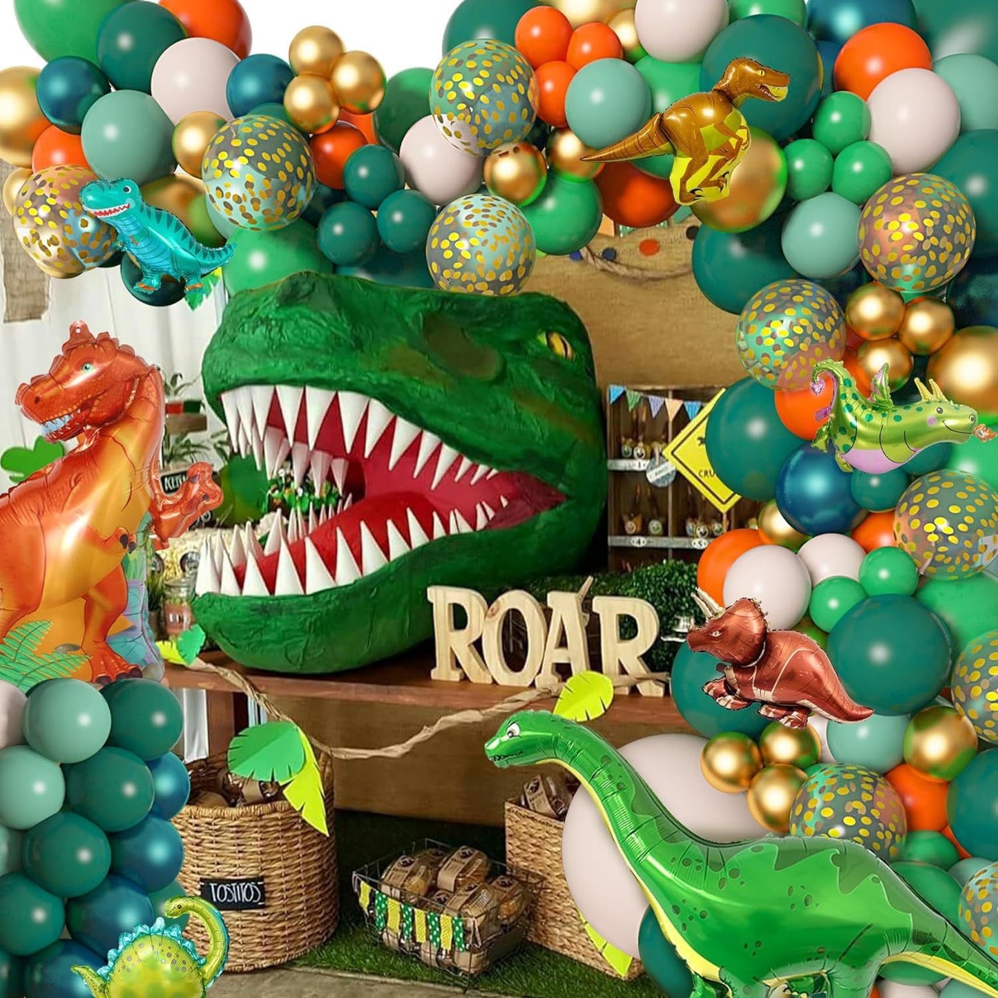 Dinosaur Balloon Arch Kit (167pcs) - Kids Birthday Party Supplies | Dinosaur Themed Decor