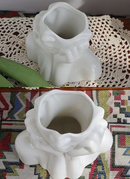 Bulk 1pc Boho Vases Double Hand Face Arm Half Body Portrait Decoration Vase Desktop Decoration for Home Living Room Office Bookshelf Wholesale