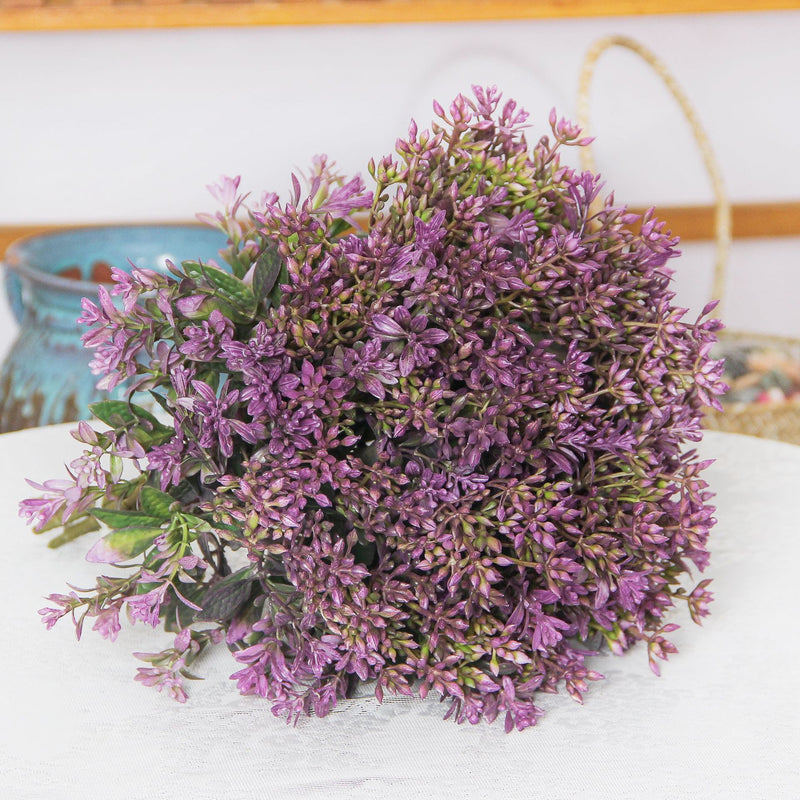 Artificial Kalanchoe Bush, 15 Branches, Plastic Faux Flower Greenery, Home, Wedding & Window Display Decor