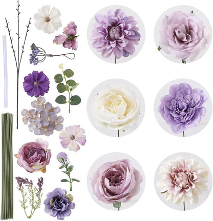 Wedding Backdrop Floral Arrangement Kit Silk Rose Dahlia Combo Adjustable Stems UV Fade Resistant Event Decor