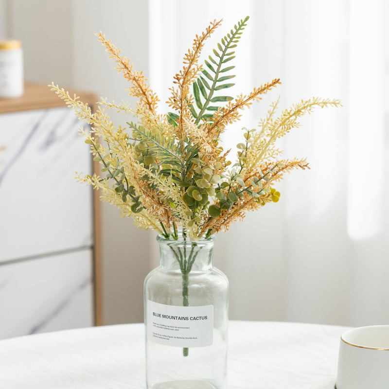 Artificial Eucalyptus & Fern Greenery Bush, Mixed Plastic and Iron Stem, Nordic Rustic Style for Home & Wedding Decor