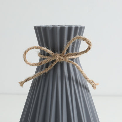 Bulk 2 Pcs 6.7X4.7in Water Corrugated Plastic Vase with Rope Paper Folding Shape Vases Wholesale