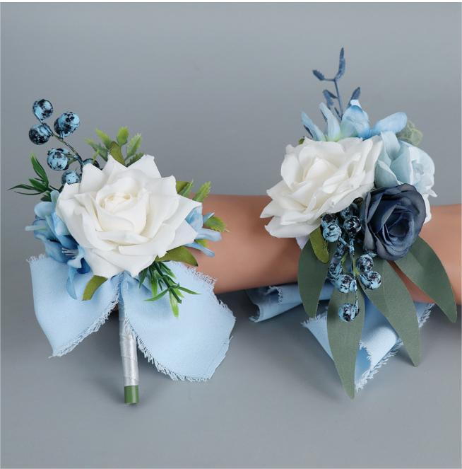Bulk Blue Wedding Bouquets 2025 Silk Bride Bridesmaid Collections Hypoallergenic Florals Boho Beach Weddings Vintage Themes Wholesale