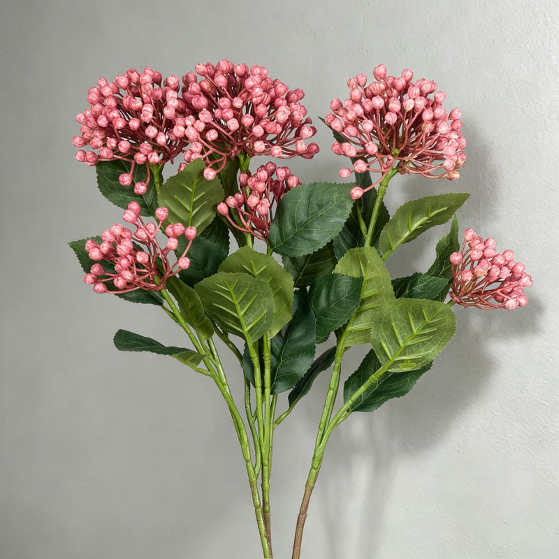 Artificial Wild Berry Bush with Leaves, 2 Berry Clusters, Plastic, for Wedding, Home & Window Display