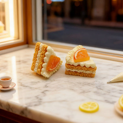 Wedding Decor Mini Faux Cream Cake Set - 10 Pcs Triangle Mousse Fake Fruit Cake Resin Charms (3 Colors)