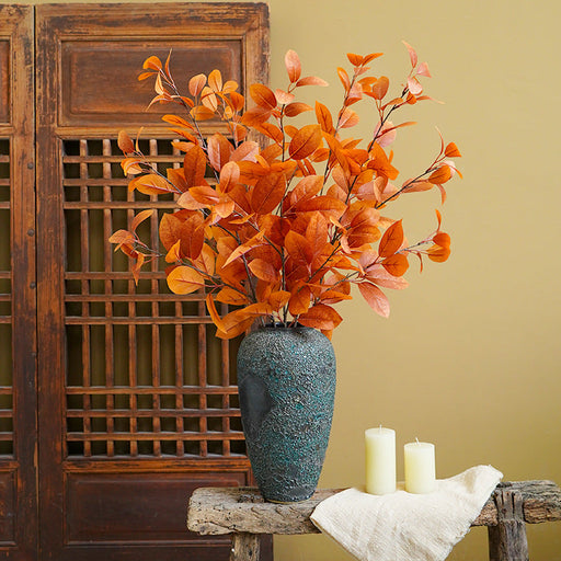 35" Artificial Autumn Eucalyptus Stems with Fall Leaves, 10 Pcs Silk Fall Decorations for Home and Office Floral Arrangements
