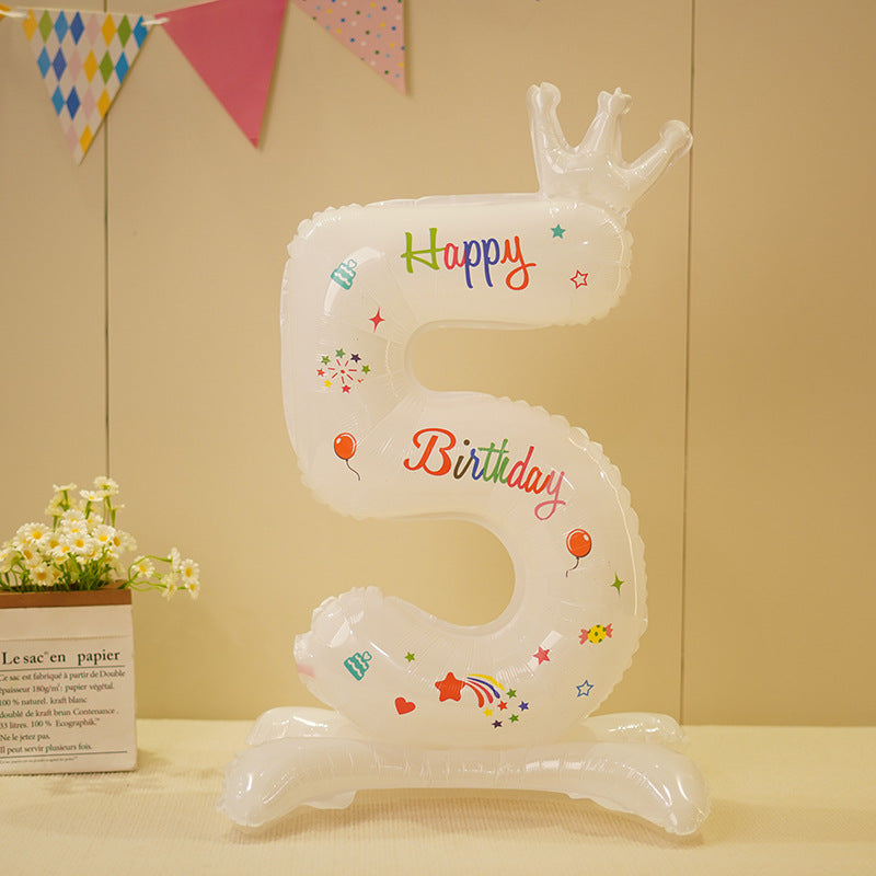 Bulk 10 pcs 42-inch White Crown Foil Number Balloons - for Birthday Party Decorations and Photo Props Wholesale