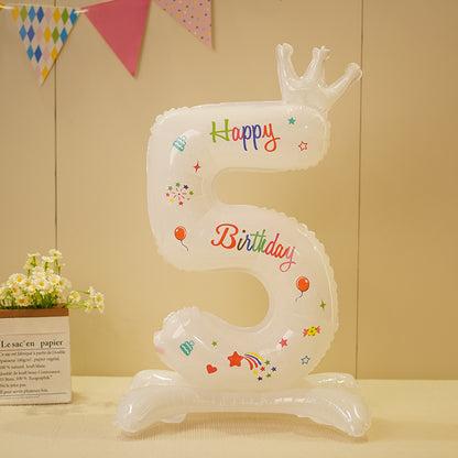 Bulk 10 pcs 42-inch White Crown Foil Number Balloons - for Birthday Party Decorations and Photo Props Wholesale