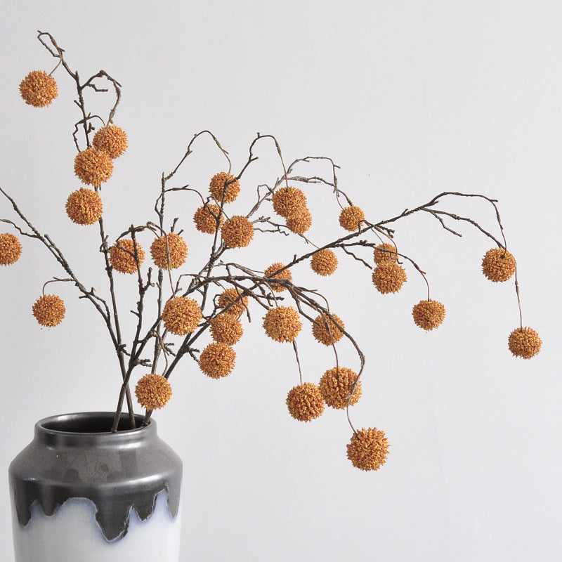 Single Stem Artificial Chestnut Branch, 39" Length with 8 Blooms, Retro Home Decor for Indoor Spaces