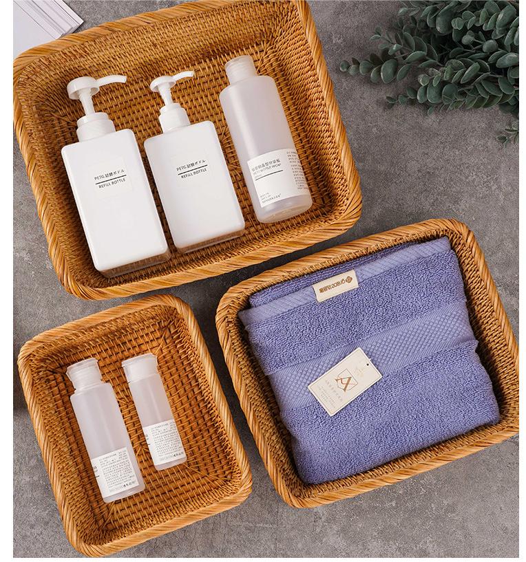 Premium Braided Rattan Organizer Set 3 Piece Modular Desktop Storage for Vanity Cosmetics & Office Décor