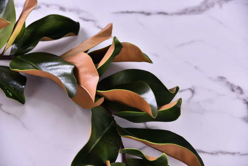 56 Inch Magnolia Leaf Garland 56 Pcs Real Touch Artificial Leaves Fall Mantle Decor