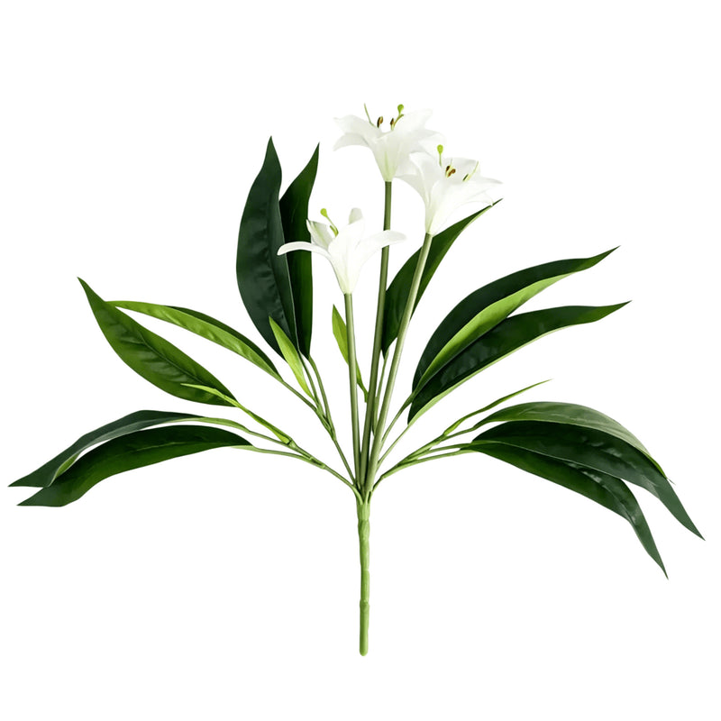 Artificial Lily Bouquet with 3 Blooms, UV-Resistant for Indoor & Outdoor Use