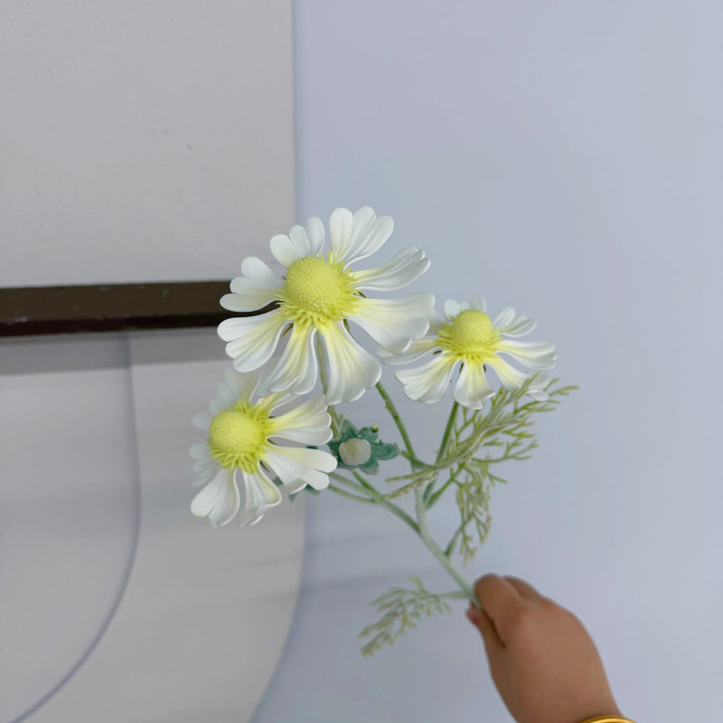 Artificial Chrysanthemum Bush with 3 Blooms, 23" Tall, Realistic EVA Floral Arrangement for Wedding, Home, and Commercial Decor