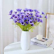 Premium 8 pcs Lifelike Silk Daisy Flowers - UV-Resistant Artificial Blooms for Porch Planters Garden Accent All-Season Décor