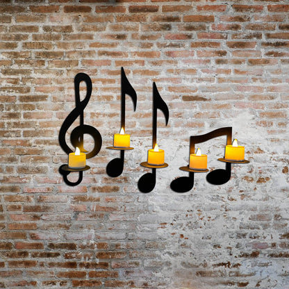 Bulk 4 Pcs Music Notes Candle Holders Wall Mount Hanging Candlestick for Home Living Room Dining Room Art Decor Wholesale