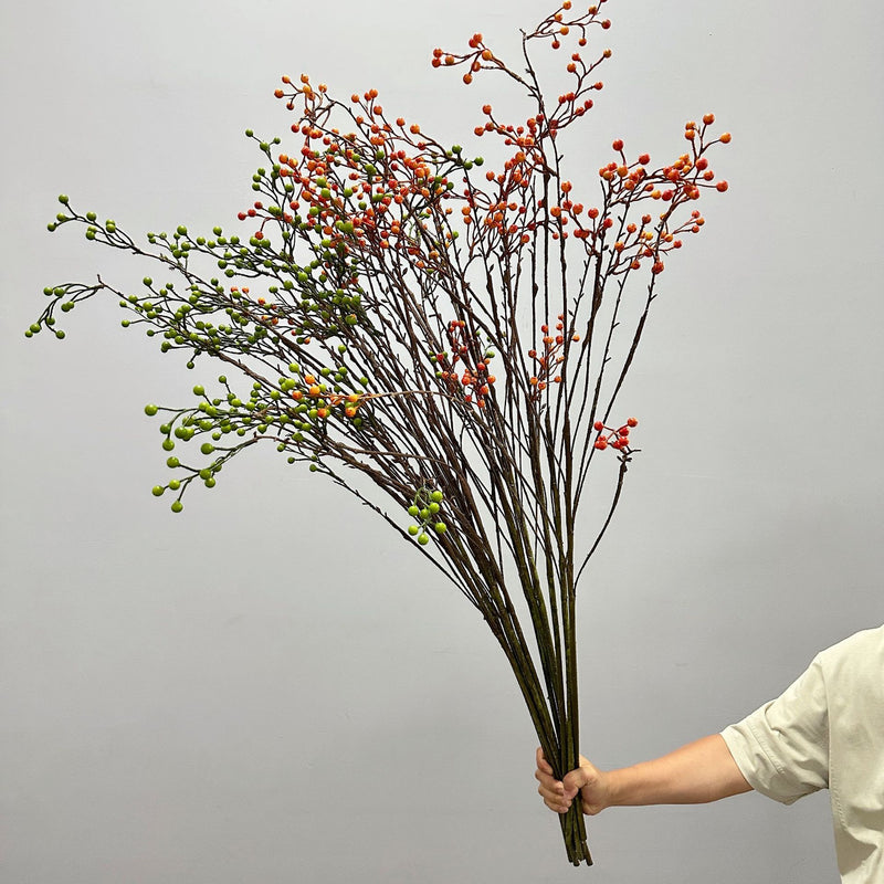 Artificial Red Berry Bush, 55" Long Faux Foam Berry Stems for Wedding Centerpieces, Home Decor, and Commercial Displays