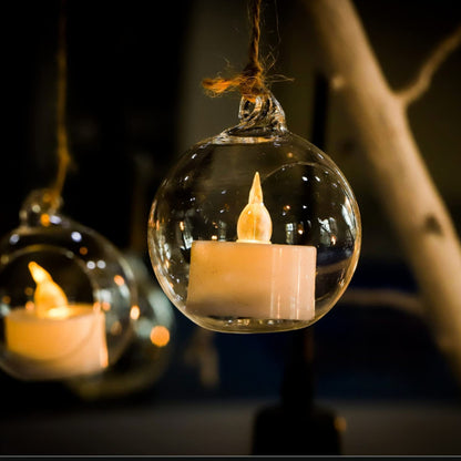 Bulk 12 Pcs Glass Globe Hanging Lights Candle Orbs for Tea Lights Wedding Arch Decor Christmas Centerpiece Outdoor Party Wholesale