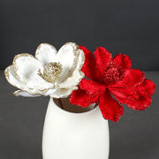 Glitter Artificial Poinsettia Flowers 10 Pcs Christmas Decorations for Tree Garland Rattan Accessories