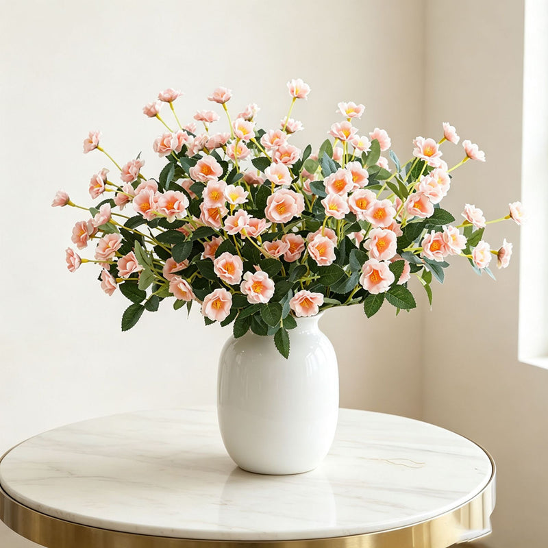 Artificial Silk Rose Bush, 15" Realistic Floral Arrangement for Weddings, Home Decor & Events, Bulk Wholesale Available